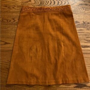 L'AGENCE Suede Tan Pencil Skirt with Braided Detail